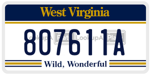 807611A license plate in West Virginia