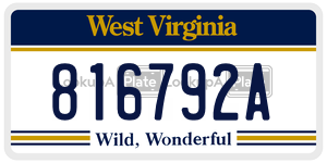 816792A  license plate in WV