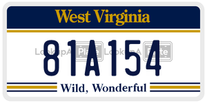 81A154  license plate in WV