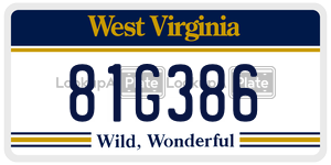 81G386  license plate in WV