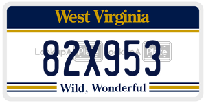 82X953  license plate in WV