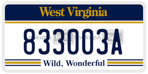 833003A  license plate in WV