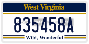 835458A  license plate in WV