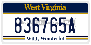 836765A  license plate in WV