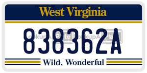 838362A  license plate in WV