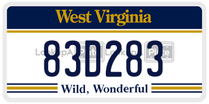 83D283  license plate in WV