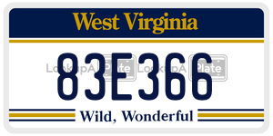 83E366  license plate in WV