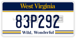 83P292  license plate in WV