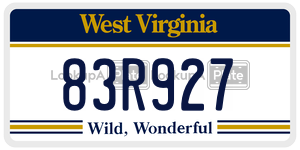 83R927  license plate in WV