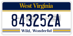 843252A  license plate in WV