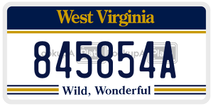 845854A  license plate in WV