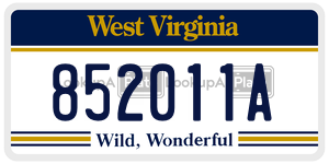 852011A  license plate in WV