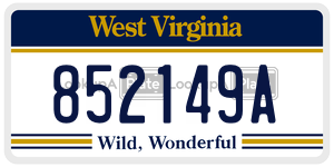 852149A  license plate in WV
