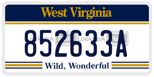 852633A  license plate in WV