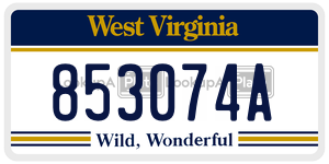 853074A  license plate in WV