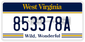 853378A  license plate in WV