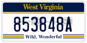853848A  license plate in WV