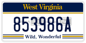 853986A  license plate in WV