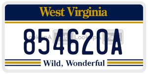 854620A  license plate in WV