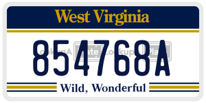 854768A  license plate in WV