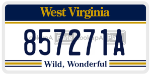 857271A  license plate in WV
