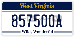 857500A  license plate in WV