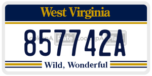 857742A  license plate in WV