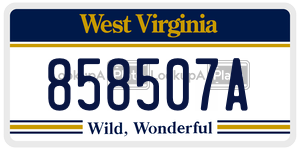 858507A  license plate in WV