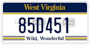 85D451  license plate in WV