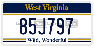85J797  license plate in WV