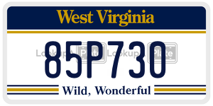 85P730 license plate in West Virginia