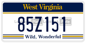 85Z151  license plate in WV