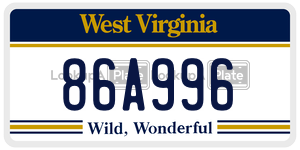 86A996  license plate in WV