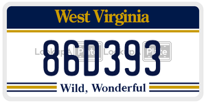 86D393  license plate in WV