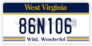 86N106  license plate in WV