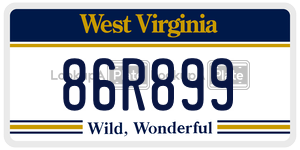 86R899  license plate in WV