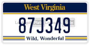 87J349 license plate in West Virginia