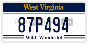 87P494  license plate in WV