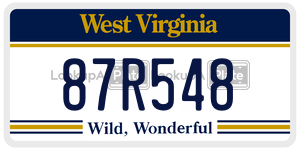 87R548  license plate in WV