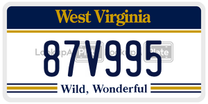 87V995  license plate in WV