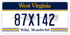 87X142  license plate in WV