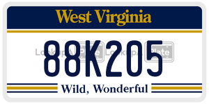 88K205  license plate in WV