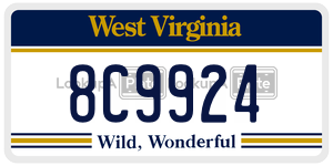 8C9924  license plate in WV