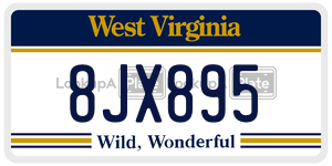 8JX895  license plate in WV