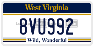 8VU992  license plate in WV