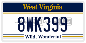 8WK399  license plate in WV