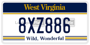 8XZ886  license plate in WV