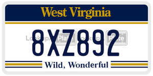 8XZ892  license plate in WV