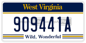 909441A  license plate in WV