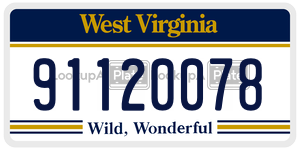 91120078  license plate in WV